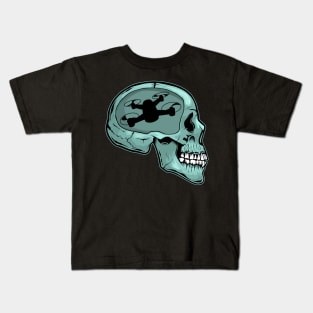 Funny Drone Pilot Skull Quadcopter Drones Lover Kids T-Shirt